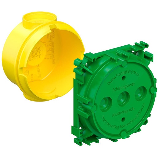 Betonbau Gerätedose mit Putzhaut mit Stützelementaufnahme