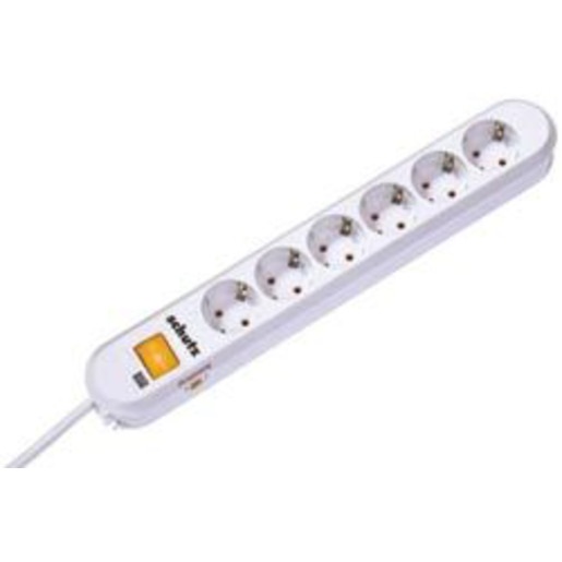 6-fach Steckdosenleiste mit Schalter und Überspannungsschutz